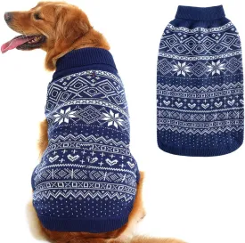 HOMIMP Argyle Dog Sweater - Warm Winter Coat for Small, Medium & Large Dogs, Ugly Puppy Sweater, Soft Coat, Pet Clothing for Boys & Girls (Medium, Blue)