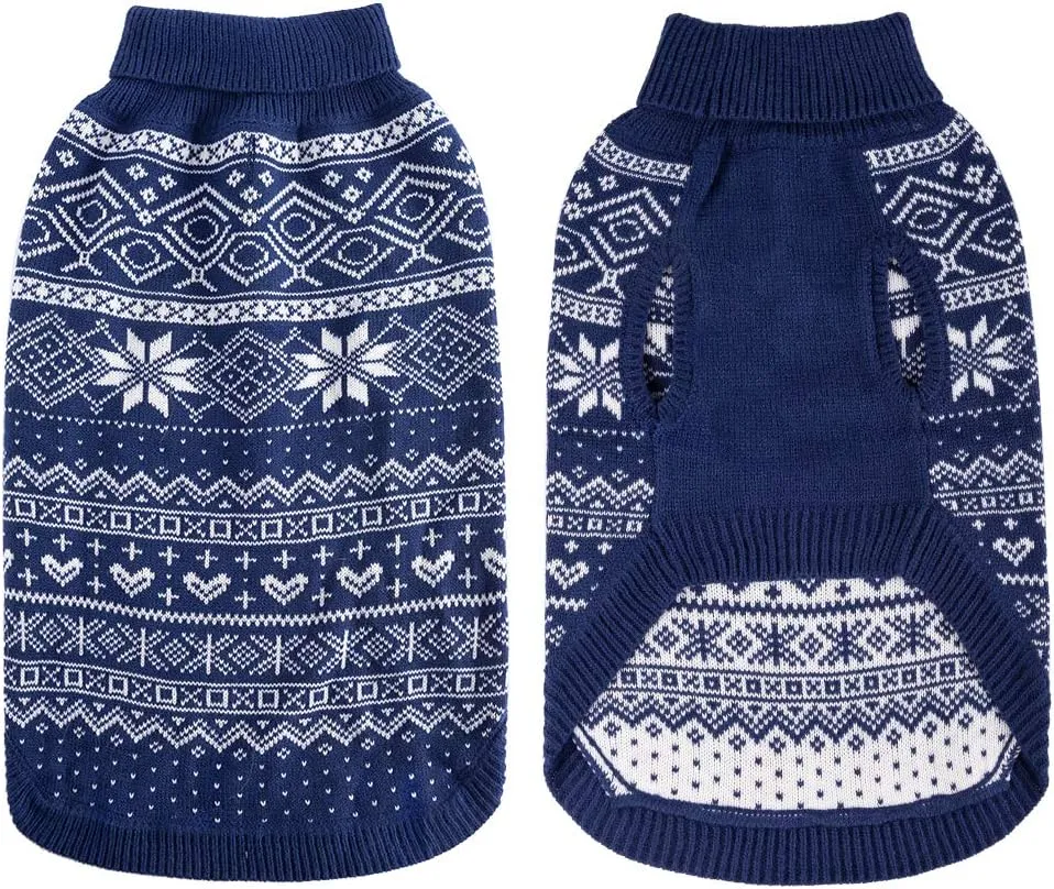 HOMIMP Argyle Dog Sweater - Warm Winter Coat for Small, Medium & Large Dogs, Ugly Puppy Sweater, Soft Coat, Pet Clothing for Boys & Girls (Medium, Blue)