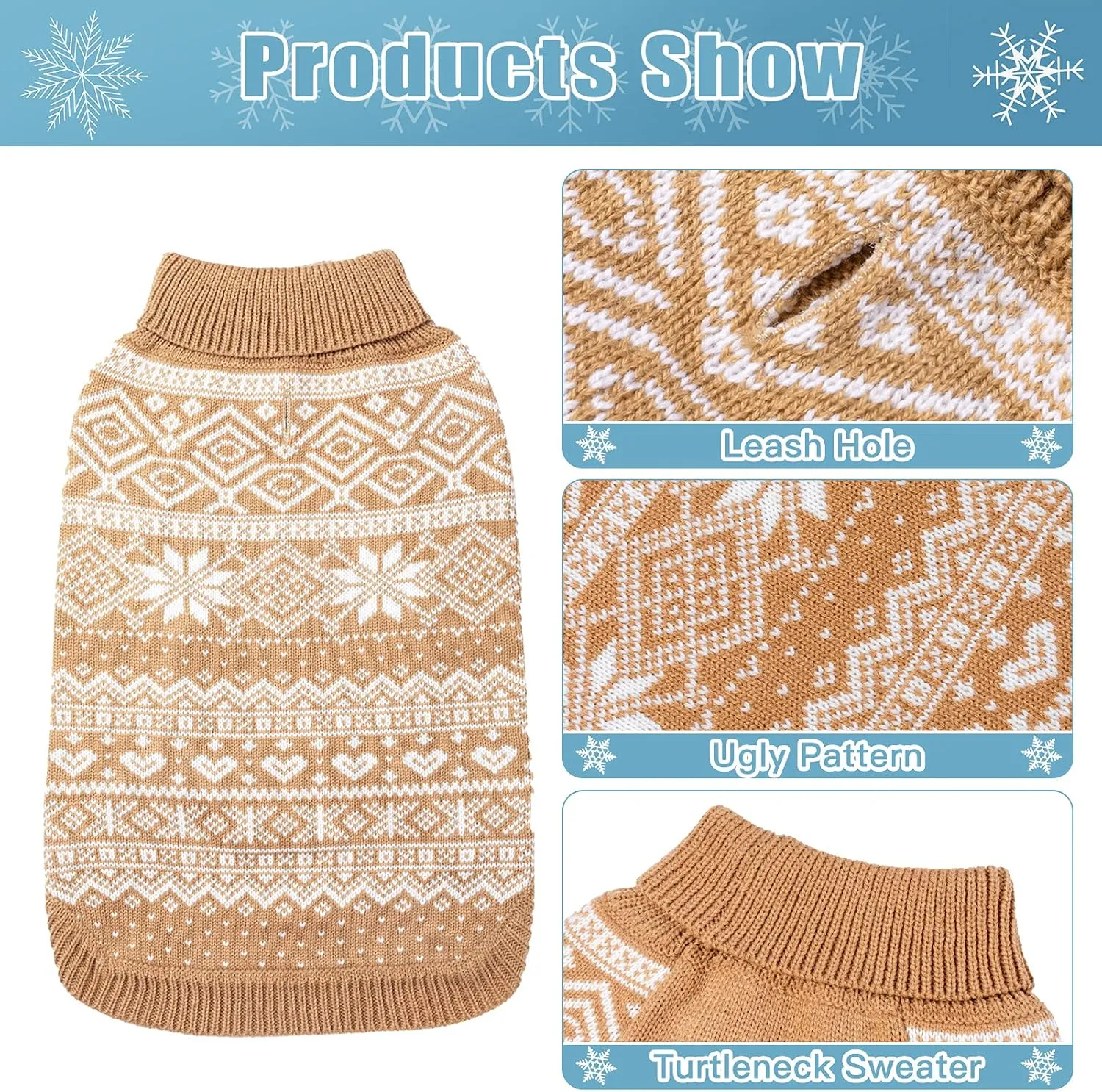 HOMIMP Dog Sweater Argyle - Warm Sweater Winter Clothes Puppy Soft Coat, Ugly Dog Sweater for Small Medium and Large Dogs, Pet Clothing Boy Girl