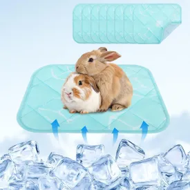 Homimp Summer Cooling Mat for Small Animals, 8PCS Guinea Pig Cage Liner Hamster Pee Pad, Washable Rabbit Cool Pad, Breathable Bed Blanket for Bunny Hedgehog, Keep Cooling for Pets, Blue 10"X 12.5"