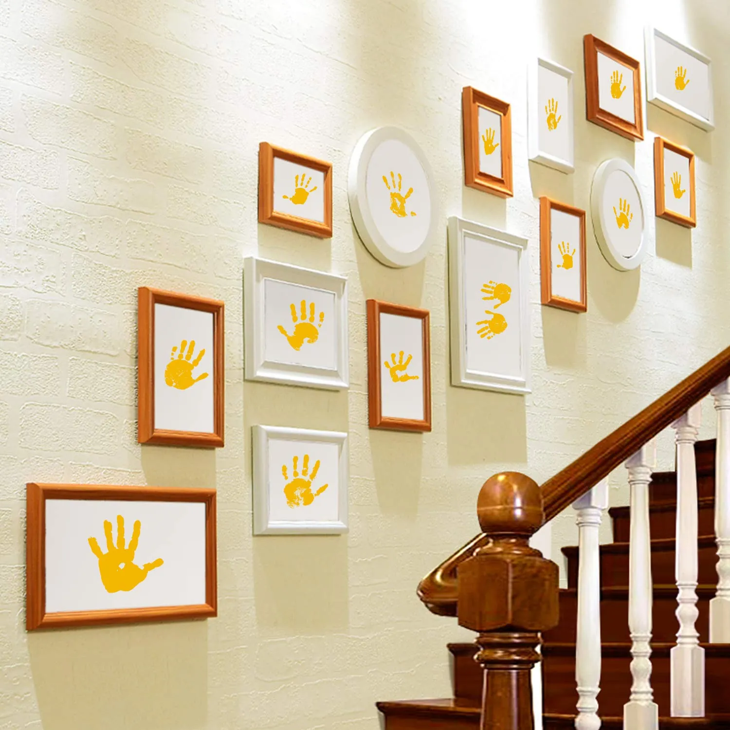 Ink Pad, 5x4'' Washable Non-Toxic Ink Stamp Pad for Baby Footprint Handprint, Yellow