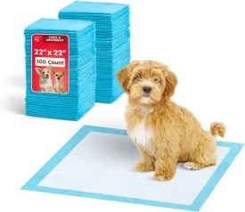 IRIS USA Pee Pads for Dogs  Puppy Essentials, Dog Pads, Quick Dry, Leak Proof, Thick Absorbent 6-Layer Design for Potty Training, Regular Size 22" x 22", 100 Count
