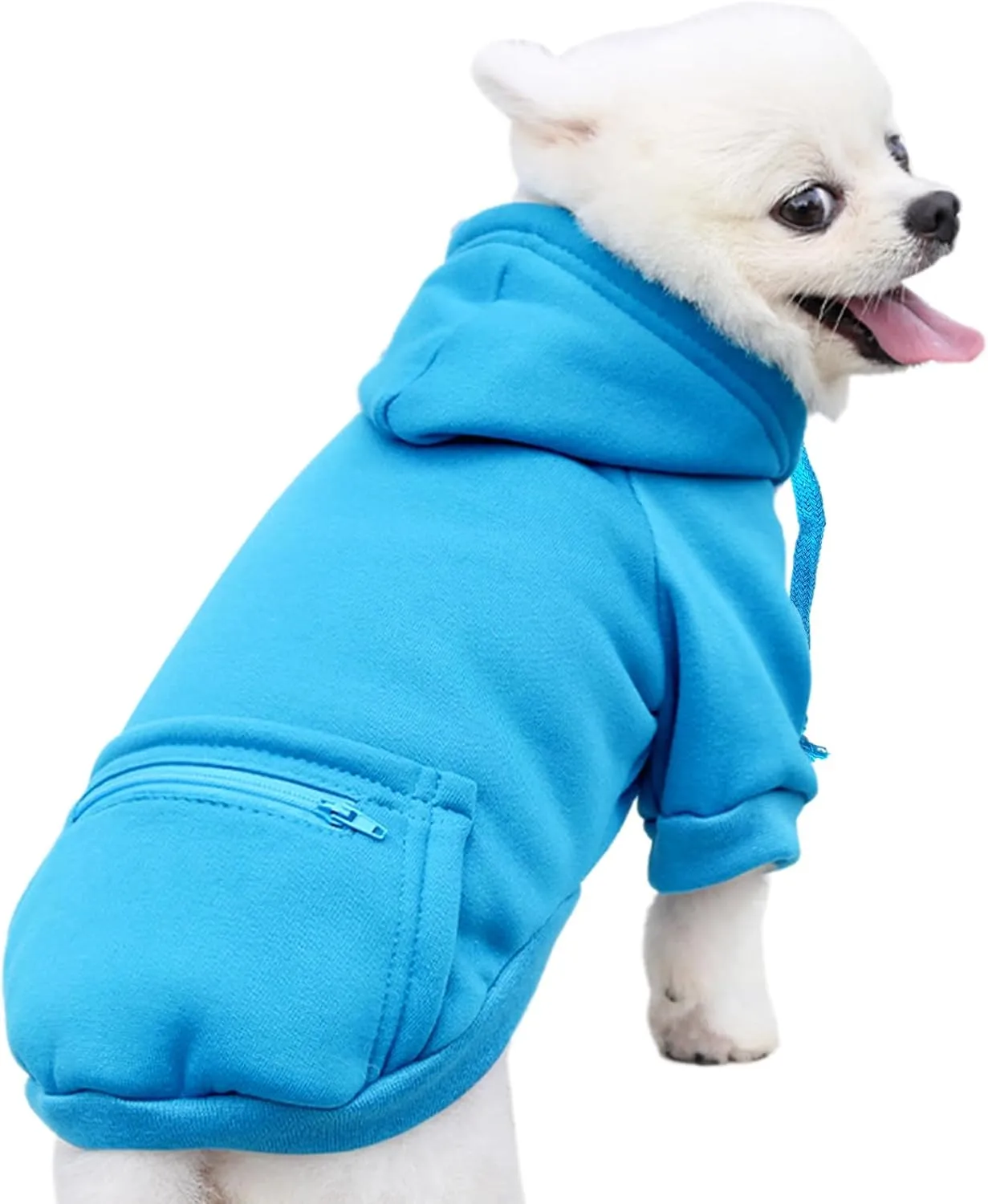 Jecikelon Pet Dog Cold Weather Coat with Pocket Winter Dog Hoodie Warm Puppy Clothes for Small Dogs Chihuahua Clothing (Medium, Y02-Blue)