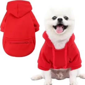 Jecikelon Pet Dog Cold Weather Coat with Pocket Winter Dog Hoodie Warm Puppy Clothes for Small Dogs Chihuahua Clothing (Small, Y02-Red)