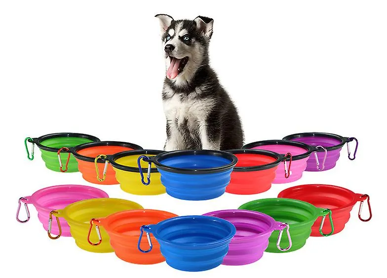 L 1000ml blue Portable Outdoor Pet feed bowl Foldable Silicone travel Bowl AZ2109