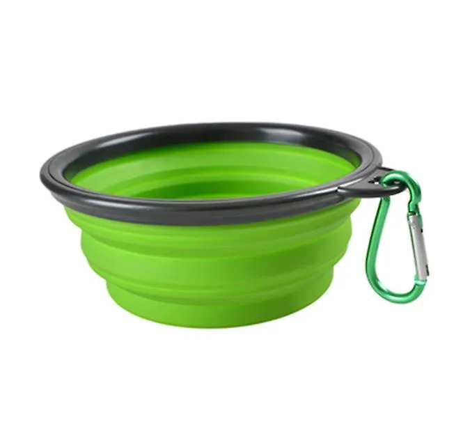 L 1000ml green Portable Outdoor Pet feed bowl Foldable Silicone travel Bowl AZ2108