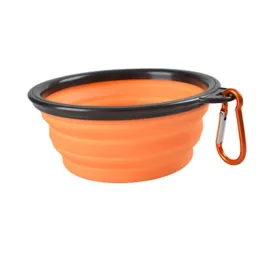 L 1000ml orange Portable Outdoor Pet feed bowl Foldable Silicone travel Bowl AZ2107