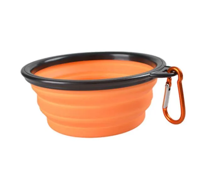 L 1000ml orange Portable Outdoor Pet feed bowl Foldable Silicone travel Bowl AZ2107