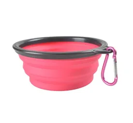 L 1000ml pink Portable Outdoor Pet feed bowl Foldable Silicone travel Bowl AZ2106