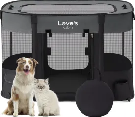 Love's cabin Pet Puppy Dog Playpen, Medium Dog Tent Crates Cage Indoor/Outdoor, Portable Exercise Playpen for Dog and Cat, Foldable Pop Up Dog Kennel Playpen with Carring Case (M, Grey)