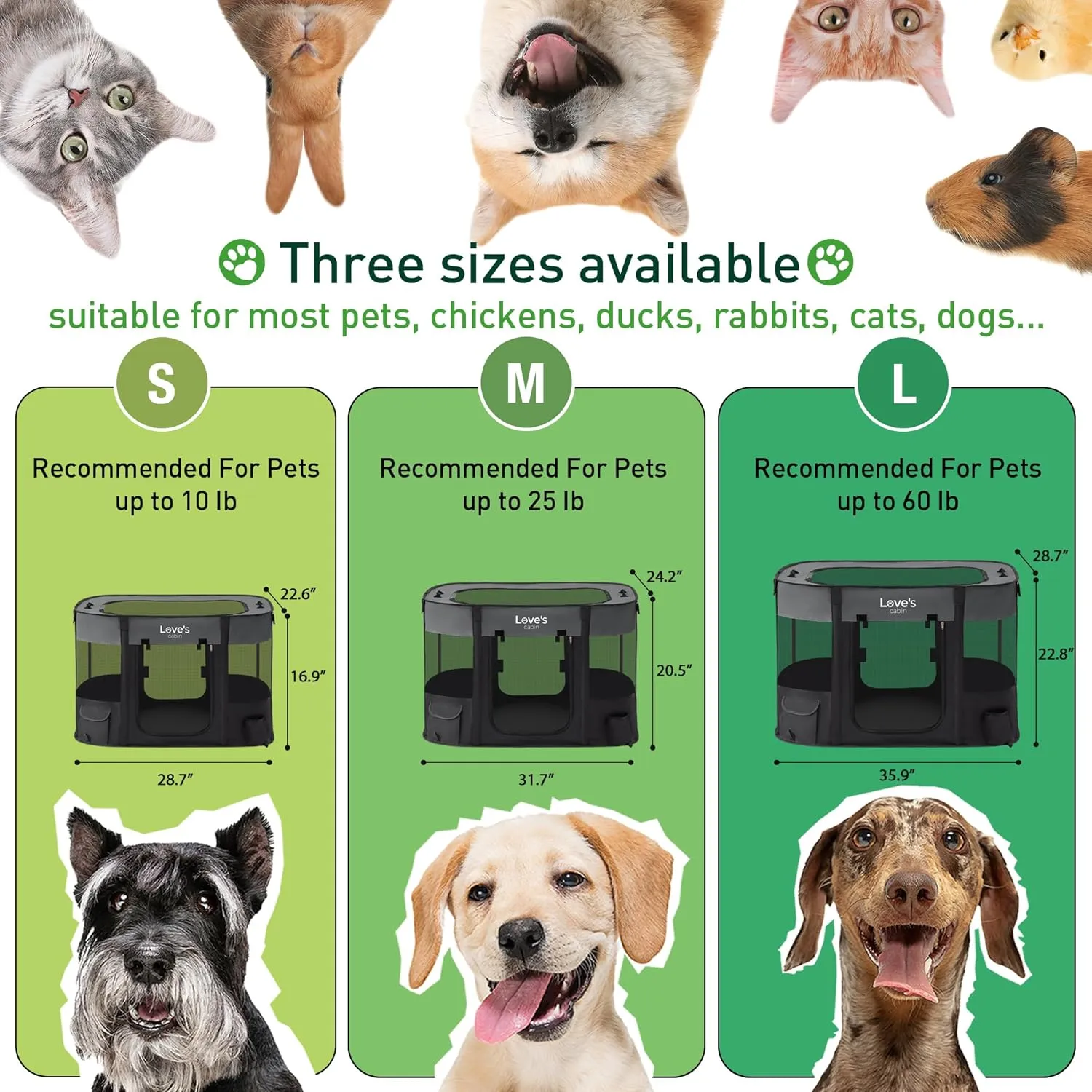 Love's cabin Pet Puppy Dog Playpen, Medium Dog Tent Crates Cage Indoor/Outdoor, Portable Exercise Playpen for Dog and Cat, Foldable Pop Up Dog Kennel Playpen with Carring Case (M, Grey)