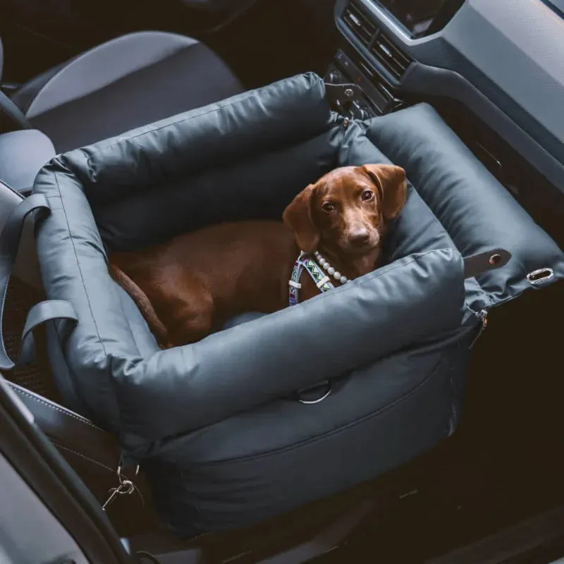 Luxury Faux Leather Pet Car Seat Booster Bed