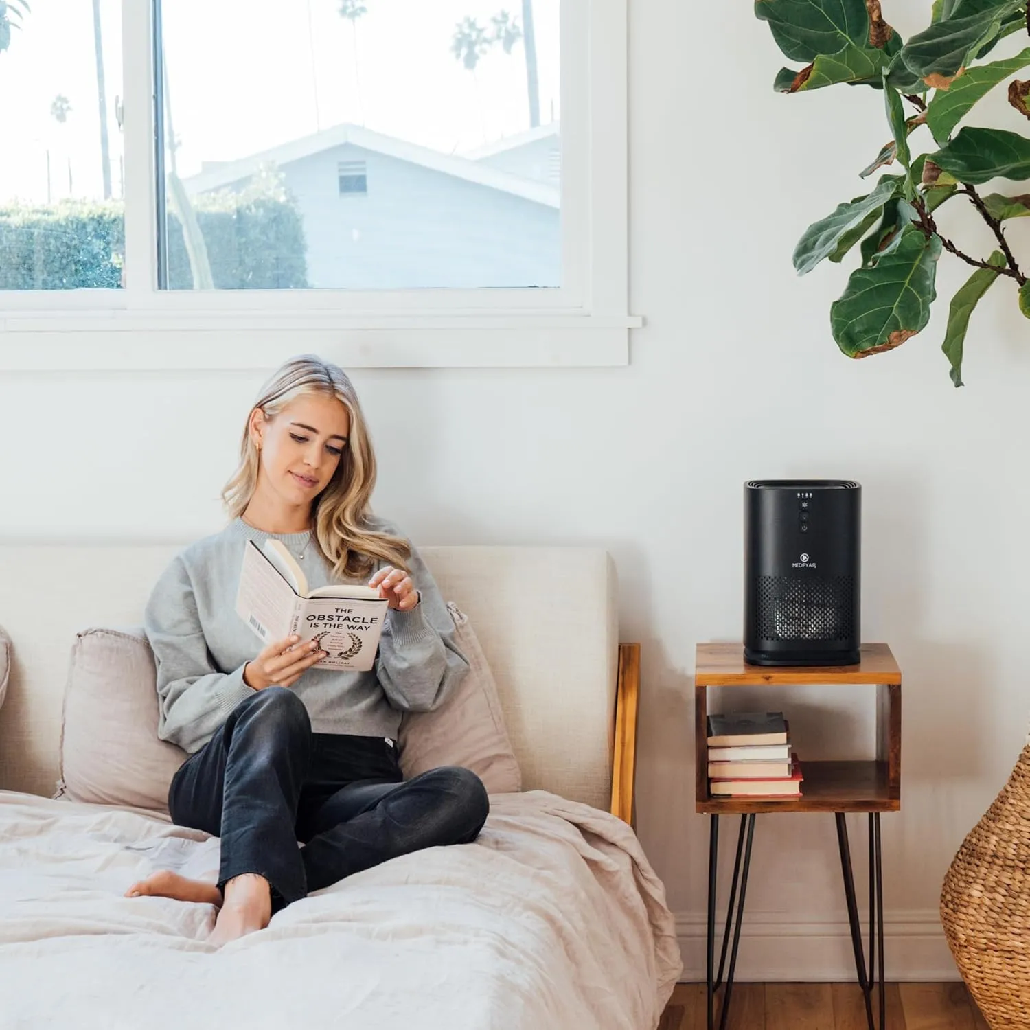 Medify MA-14 Air Purifier with True HEPA H13 Filter | 470 ft per Hour for Smoke, Odors, Pollen, Pets | Removal to 0.1 Microns | Black, 1-Pack