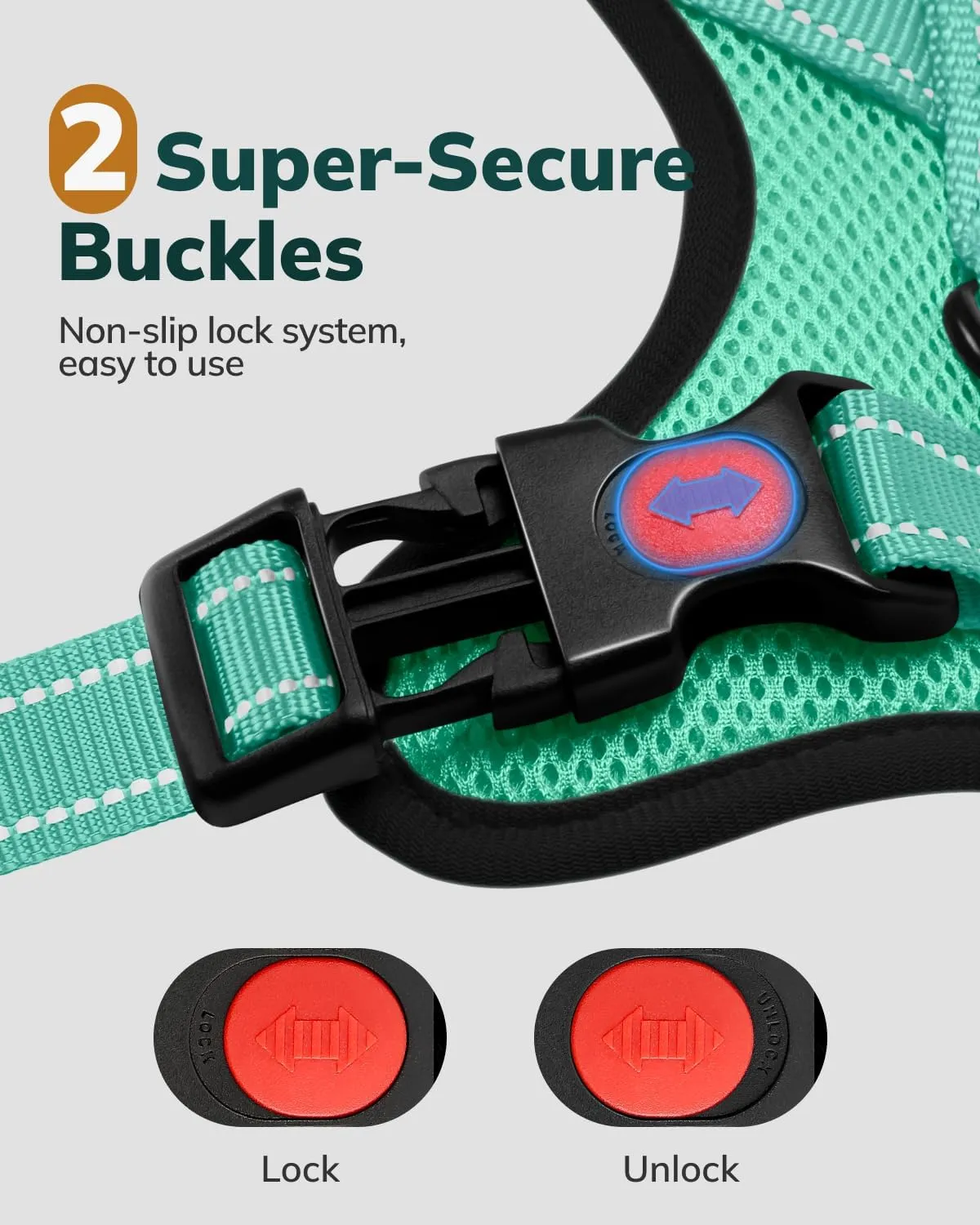 MIDOG No-Pull Dog Harness | Adjustable & Reflective Pet Harness Leash Set for Small Medium Large Dogs Walking, Training| No Choke, Front Clip, Soft Padded Vest with Easy Control Handle - Green, M
