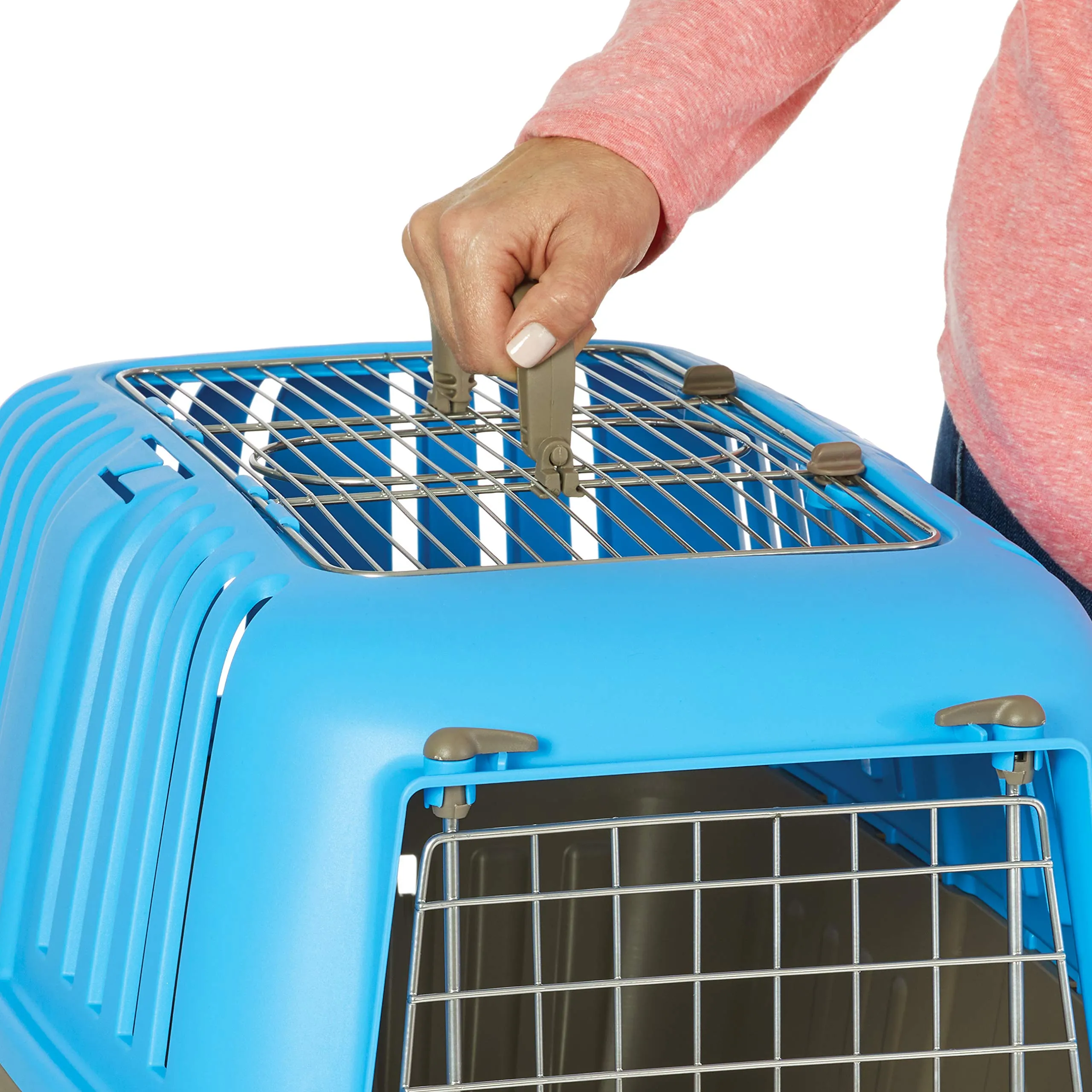 Midwest Spree Top Loading Double Door Travel Dog Kennel Carrier - Blue - 24" X 15.5" X 15" Inches