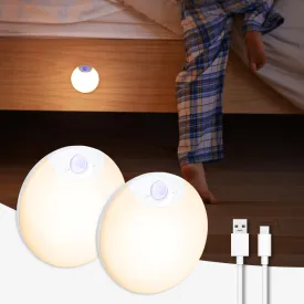 Motion Sensor Night Light Rechargeable 2-Pack, Battery Operated Hallway Lights, Stair Lights Motion Sensor Indoor, Magnetic, Dimmable, Motion Light for Stairs, Bathroom, Hall, Cruise
