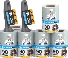 MR.SIGA Lint Rollers for Pet Hair Extra Sticky, 540 Sheets, Lint Remover for Clothing, Furniture, Pet Hair Remover with Easy Tear Sheets
