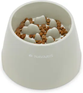 Navaris Elevated Slow Feeder Dog Bowl - Melamine Pet Food Bowl for Dogs and Cats - Raised Cat Feeding Bowl to Slow Down Eating - 7.4" x 7.36" x 4.7"