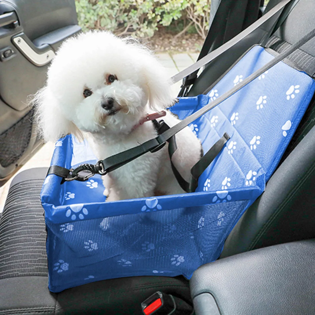 NNEAGS Waterproof Pet Booster Car Seat Breathable Mesh Safety Travel Portable Dog Carrier Bag Blue