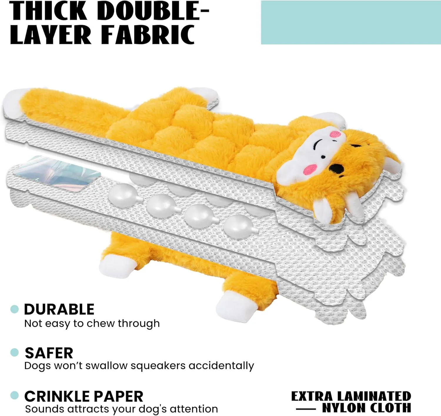 Nocciola Durable Dog Chew Toys for Aggressive Chewers, No Stuffing Squeaky Toys for Small to Large Dogs