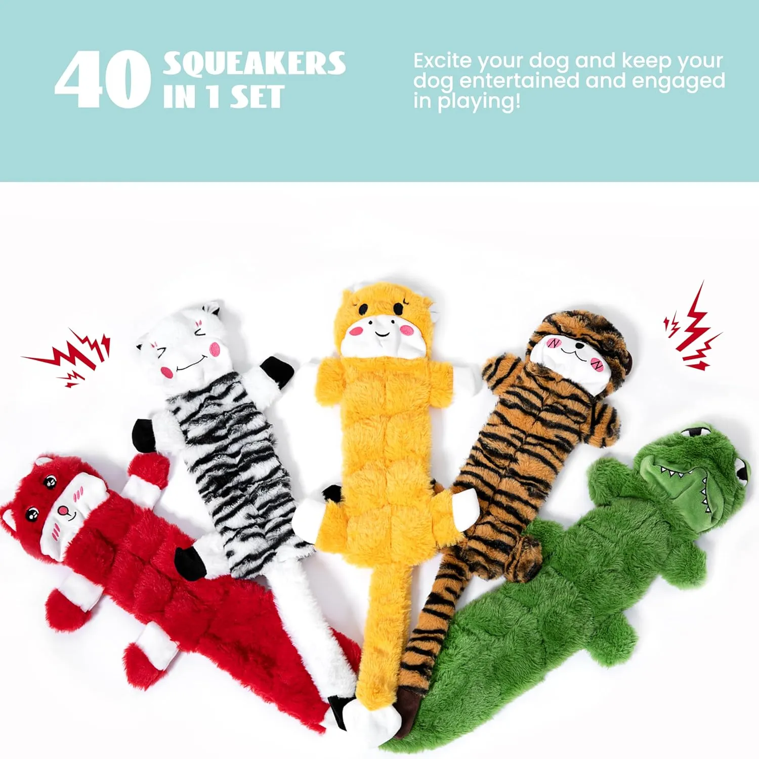 Nocciola Durable Dog Chew Toys for Aggressive Chewers, No Stuffing Squeaky Toys for Small to Large Dogs