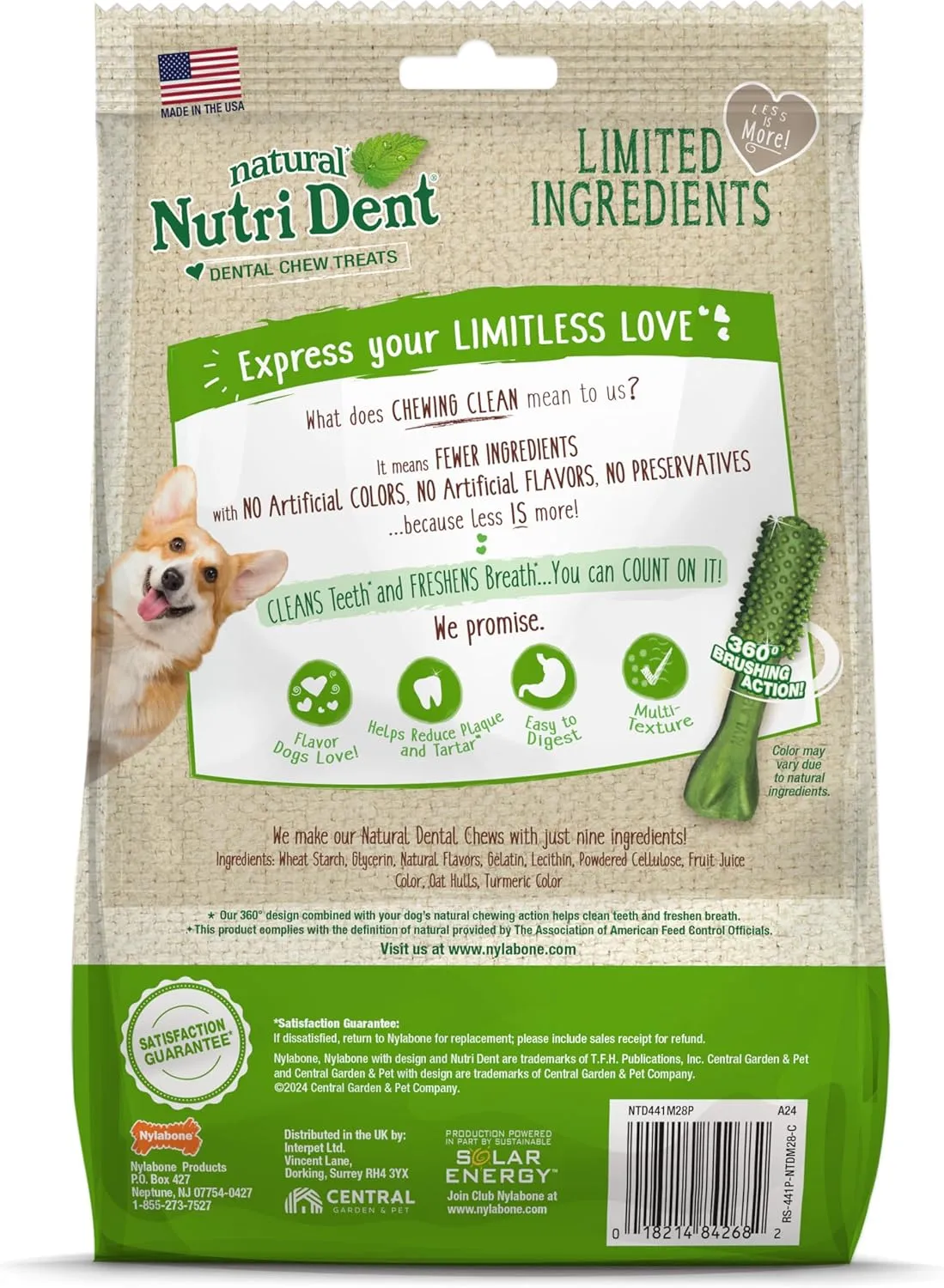 Nylabone Nutri Dent Dog Dental Chews - Natural Dog Teeth Cleaning & Breath Freshener - Dental Treats for Dogs - Fresh Breath Flavor, Small (28 Count)
