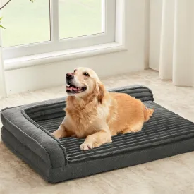 Orthopedic Dog Beds for Large, Medium Dogs, Waterproof Egg Foam Dog Sofa Bed with L Bolster Sides, Washable Large Pet Bed with Removable Cover & Non-Slip Bottom, 36 x 23 inch, Gray
