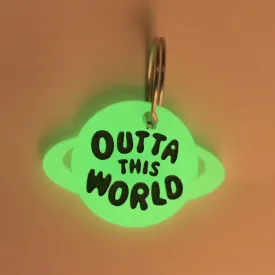 Outta This World, Glow in the Dark, Saturn Space Planet Personalized Pet Tag