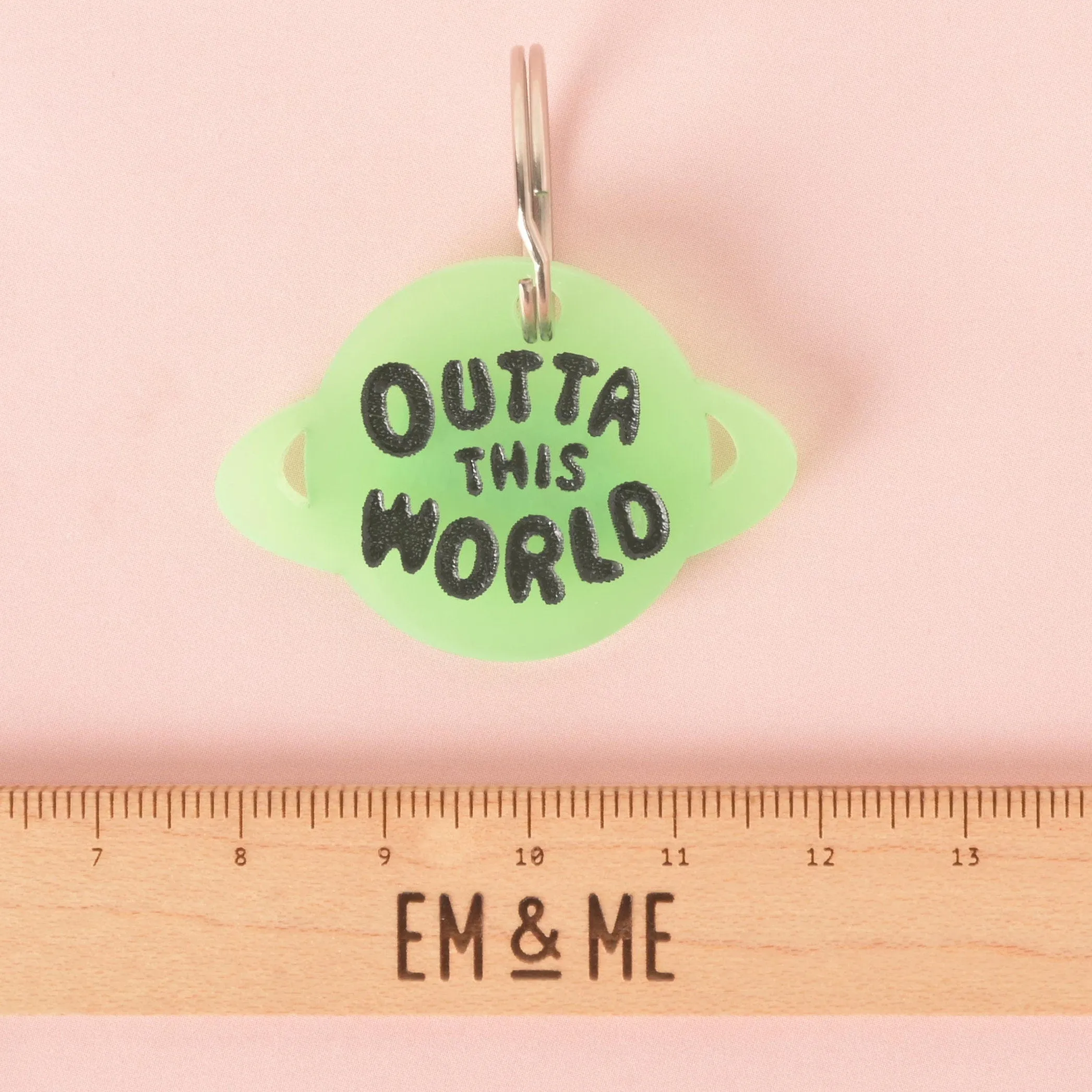 Outta This World, Glow in the Dark, Saturn Space Planet Personalized Pet Tag