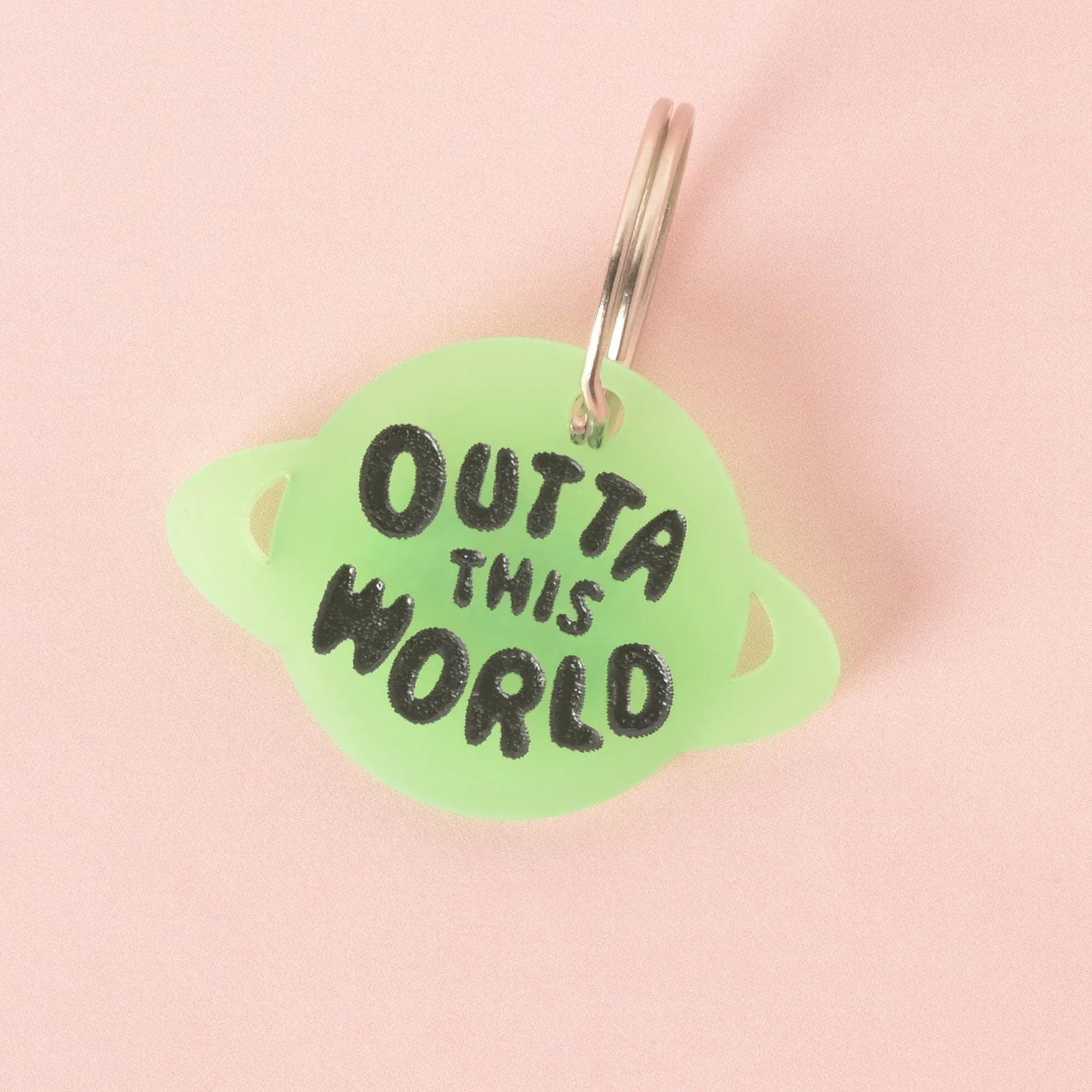 Outta This World, Glow in the Dark, Saturn Space Planet Personalized Pet Tag