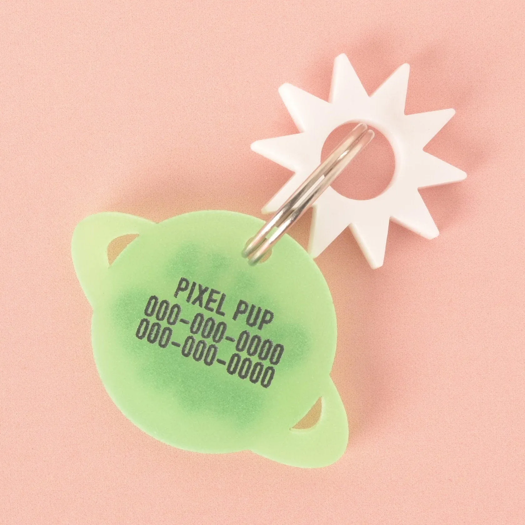 Outta This World, Glow in the Dark, Saturn Space Planet Personalized Pet Tag
