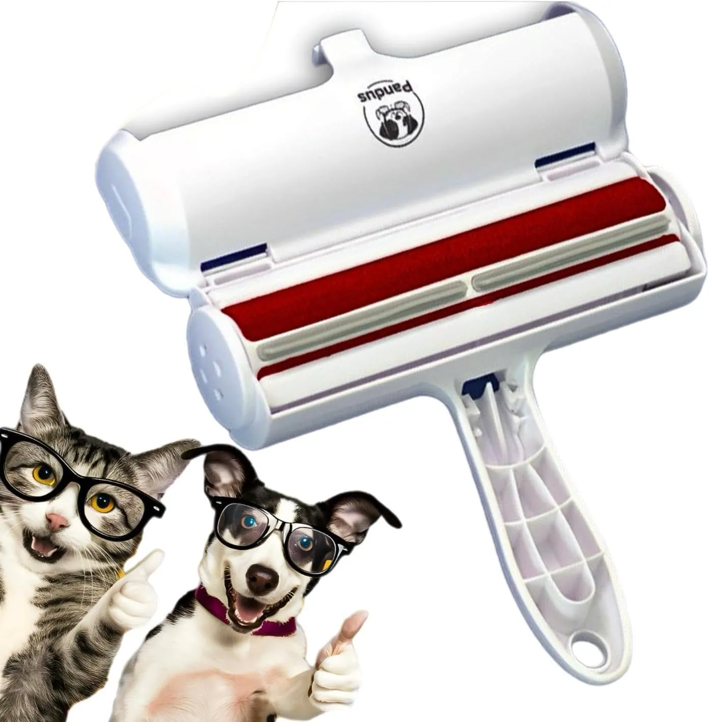 PANDUS Pet Hair Remover & Reusable Lint Roller for Cat and Dog Hair Remover, Couch, Carpet, Clothing (Red)