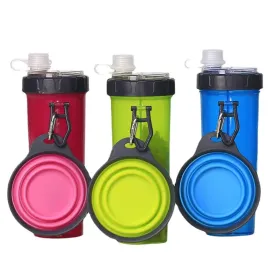 PBF0006 Dual-Purpose Dog Water Bottle with Foldable Bowl - Portable Pet Supplies