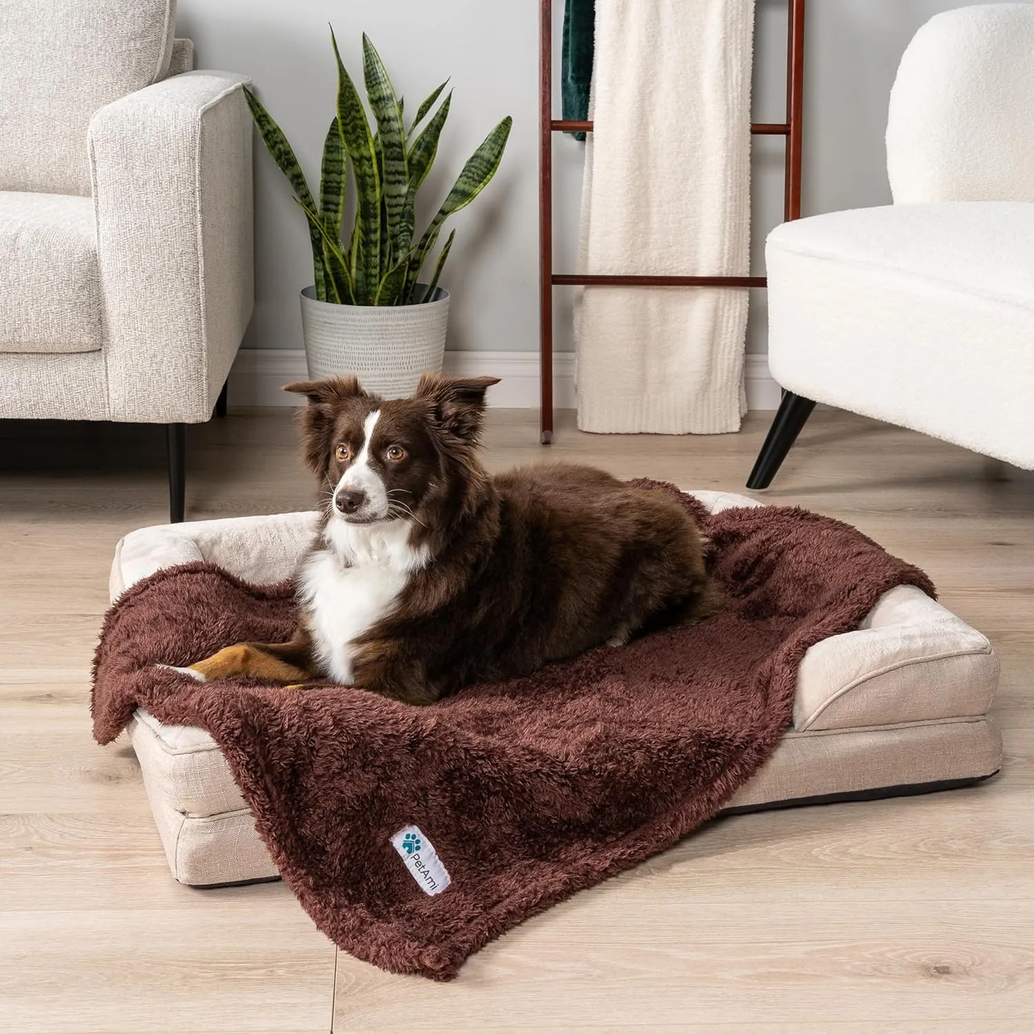 PetAmi Dog Blanket for Small Medium Dogs Brown, Fluffy Soft Puppy Blanket, Sherpa Fleece Cat Blanket for Kitten Doggie, Calming Pet Blanket Throw for Couch Sofa Bed Washable, Medium 29x40