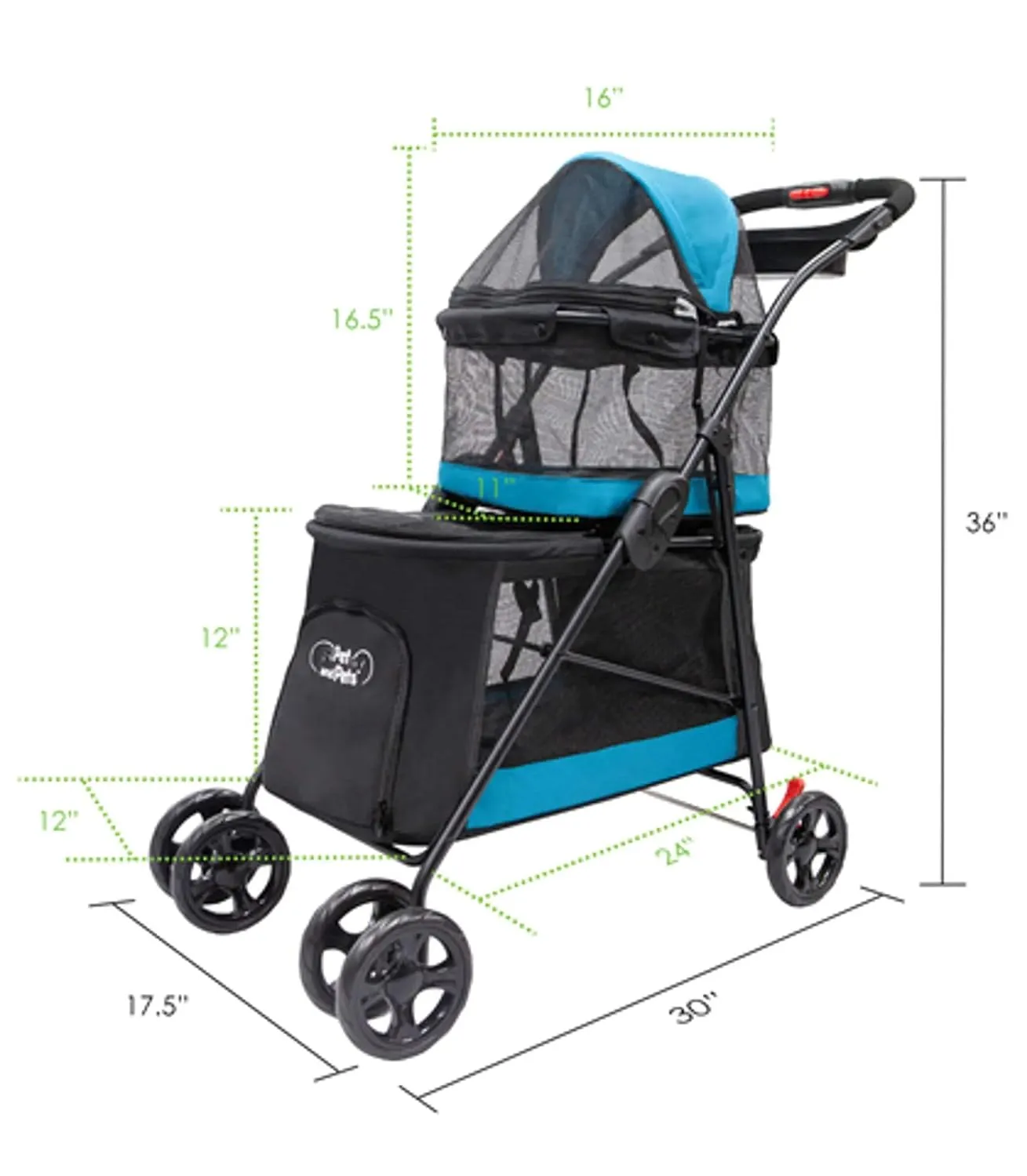 PETIQUE Pet & Pets Double Decker Pet Stroller, 11.53 Pound, Teal