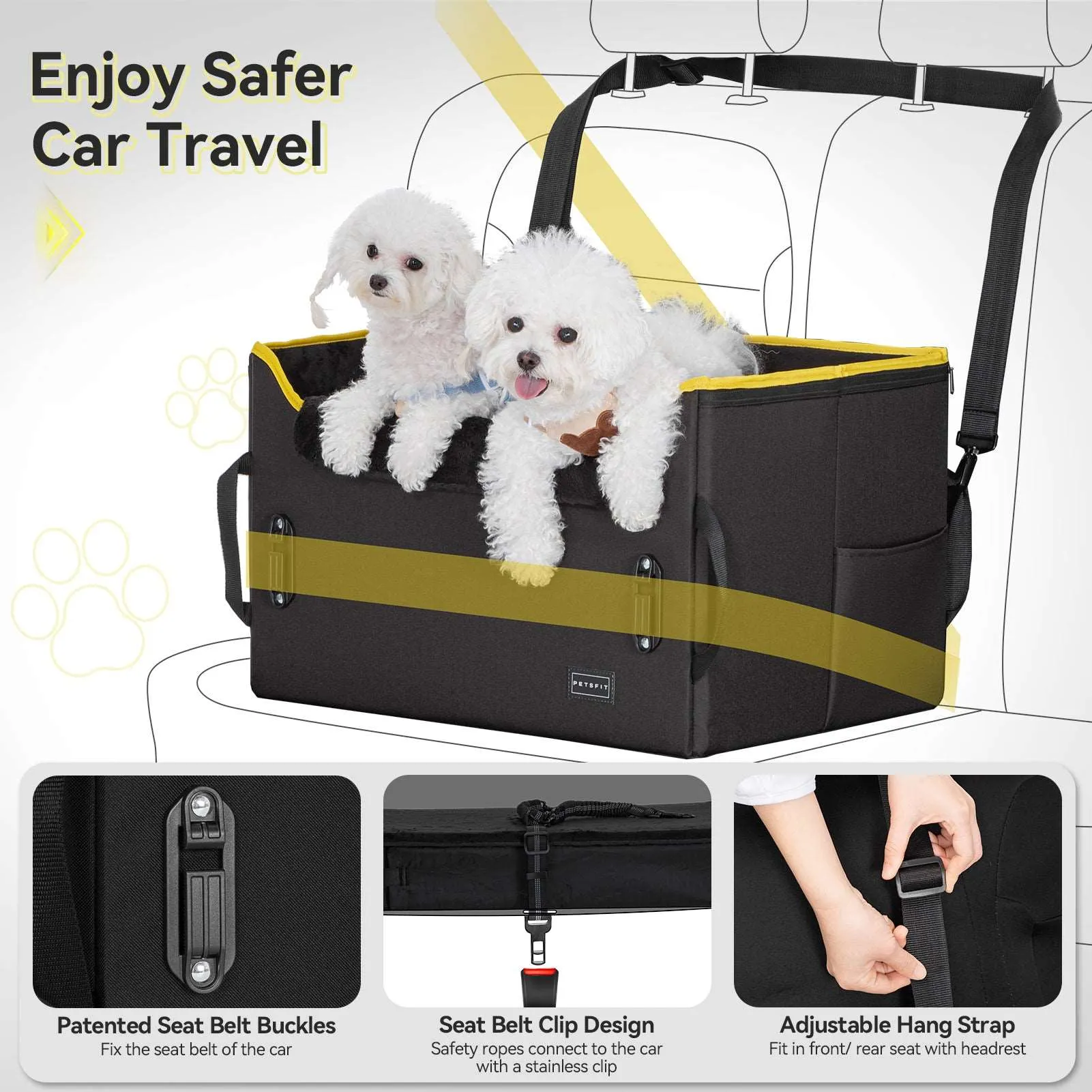 PETSFIT Dog  Car Booster Seat for Medium Dogs
