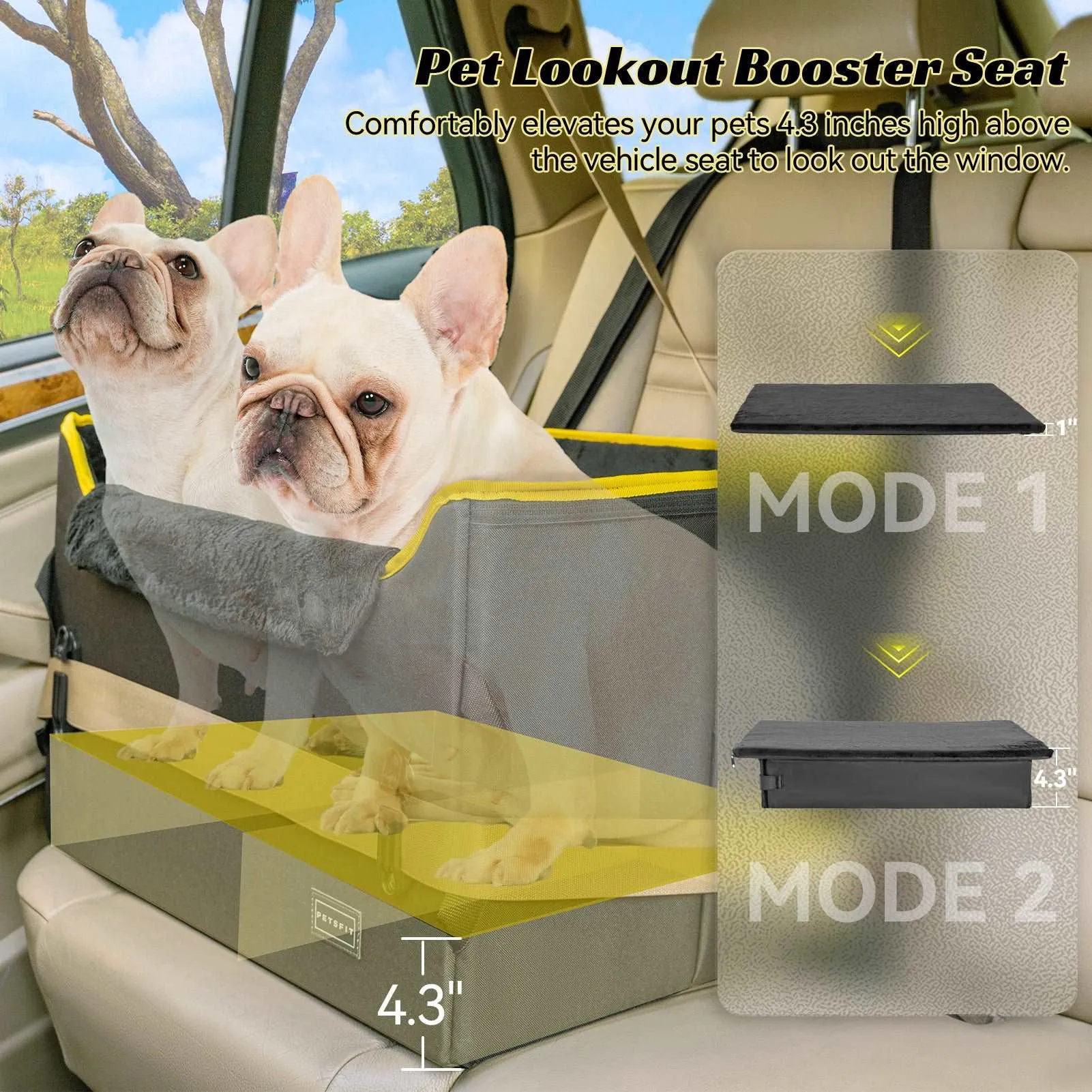 PETSFIT Dog  Car Booster Seat for Medium Dogs