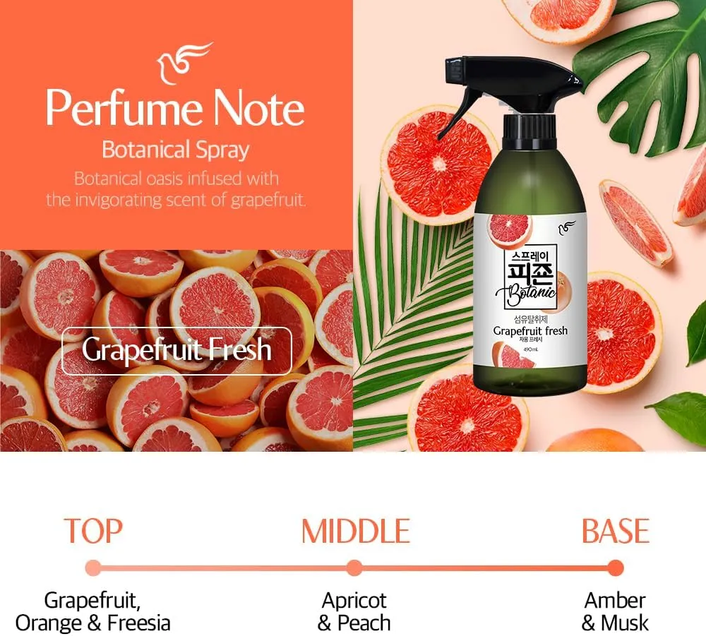 PIGEON Fabric Refresher, Grapefruit & Peach, Odor Eliminator for Home, Couch Spray Deodorizer, Fabric Refresher Spray for Furniture, Bed, Clothing, Curtains, Grapefruit Fresh  Pack of 3