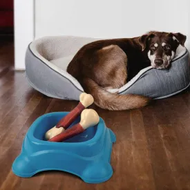 POPETPOP 4 Pcs Indestructible Dog Chew Toys: Beef Flavor Bones Toys for Aggressive Chewers - Durable Puppy Teething Chew Bones for Medium/Small Puppies - 4.7 Inch