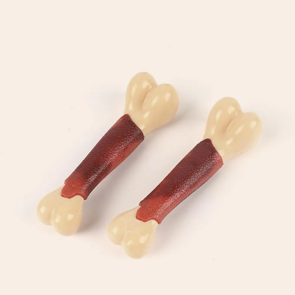 POPETPOP 4 Pcs Indestructible Dog Chew Toys: Beef Flavor Bones Toys for Aggressive Chewers - Durable Puppy Teething Chew Bones for Medium/Small Puppies - 4.7 Inch