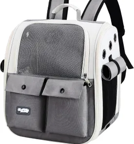 Portable Cat Carrier Backpack  Soft-Sided Travel Pet Backpack for Cats & Small Dogs, Breathable & Comfortable Bag Pet Carrier for Kittens & Puppies, Airline Friendly Pet Travel Carrier (Grey)