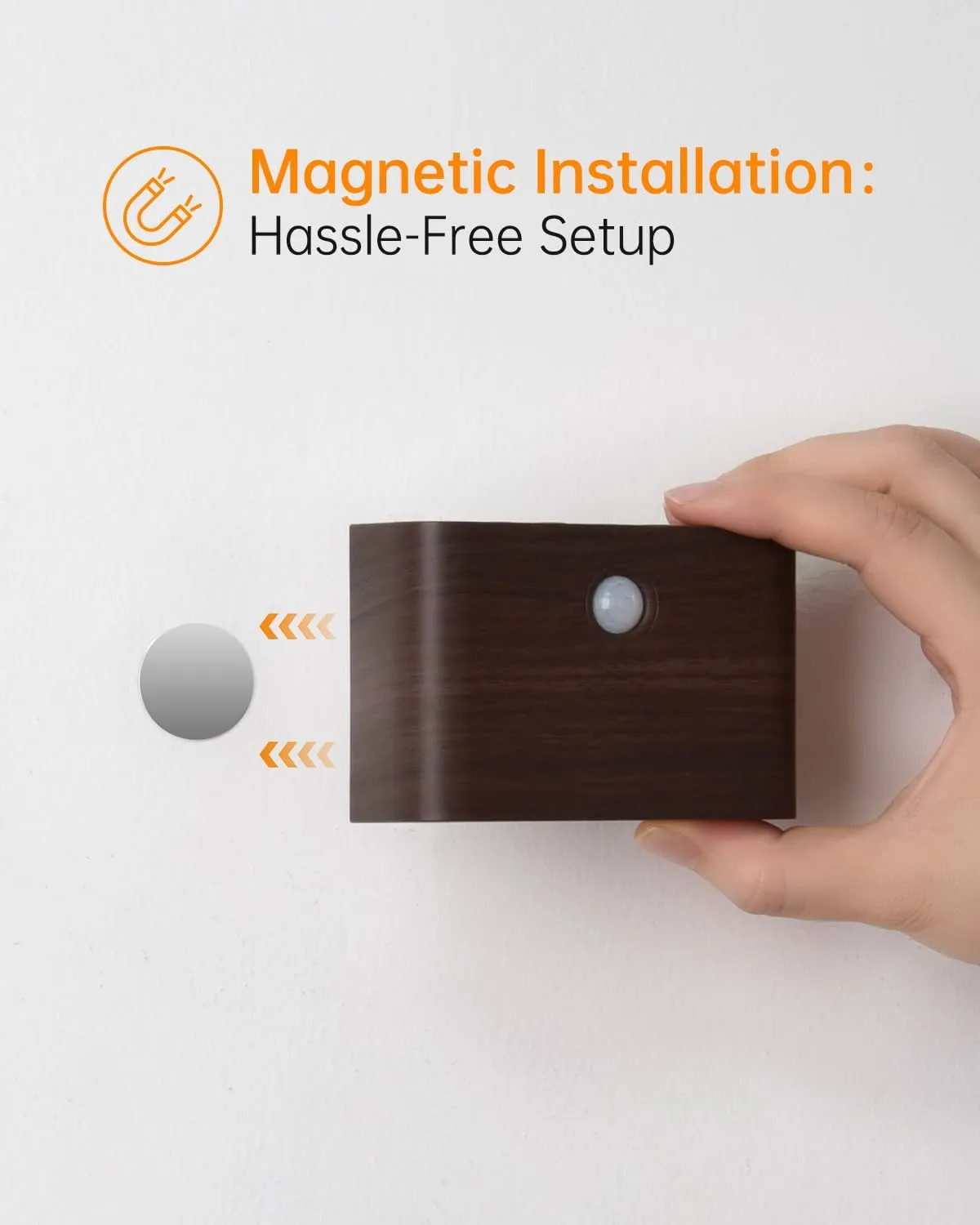 Rechargeable Motion Sensor Night Light, Magnetic Stick-On LED, Cordless, Auto On/Off, Warm Light, Perfect for Hallway, Closet, Bathroom, Stairway, Kitchen (Wood Grain, 1)