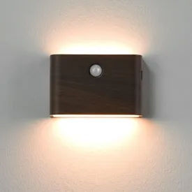 Rechargeable Motion Sensor Night Light, Magnetic Stick-On LED, Cordless, Auto On/Off, Warm Light, Perfect for Hallway, Closet, Bathroom, Stairway, Kitchen (Wood Grain, 1)
