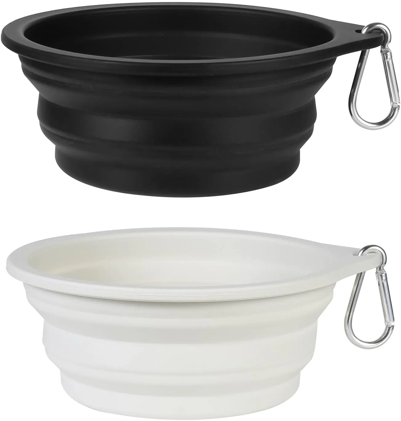 SLSON 2Pack Collapsible Dog Bowl,Integrated Molding Travel Bowl No Plastic Rim Pet Feeding Bowls for Walking Traveling Outdoors,600ML (Black Light Grey)