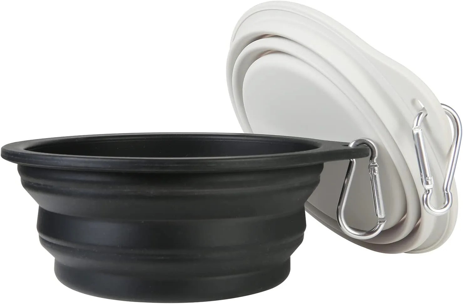 SLSON 2Pack Collapsible Dog Bowl,Integrated Molding Travel Bowl No Plastic Rim Pet Feeding Bowls for Walking Traveling Outdoors,600ML (Black Light Grey)