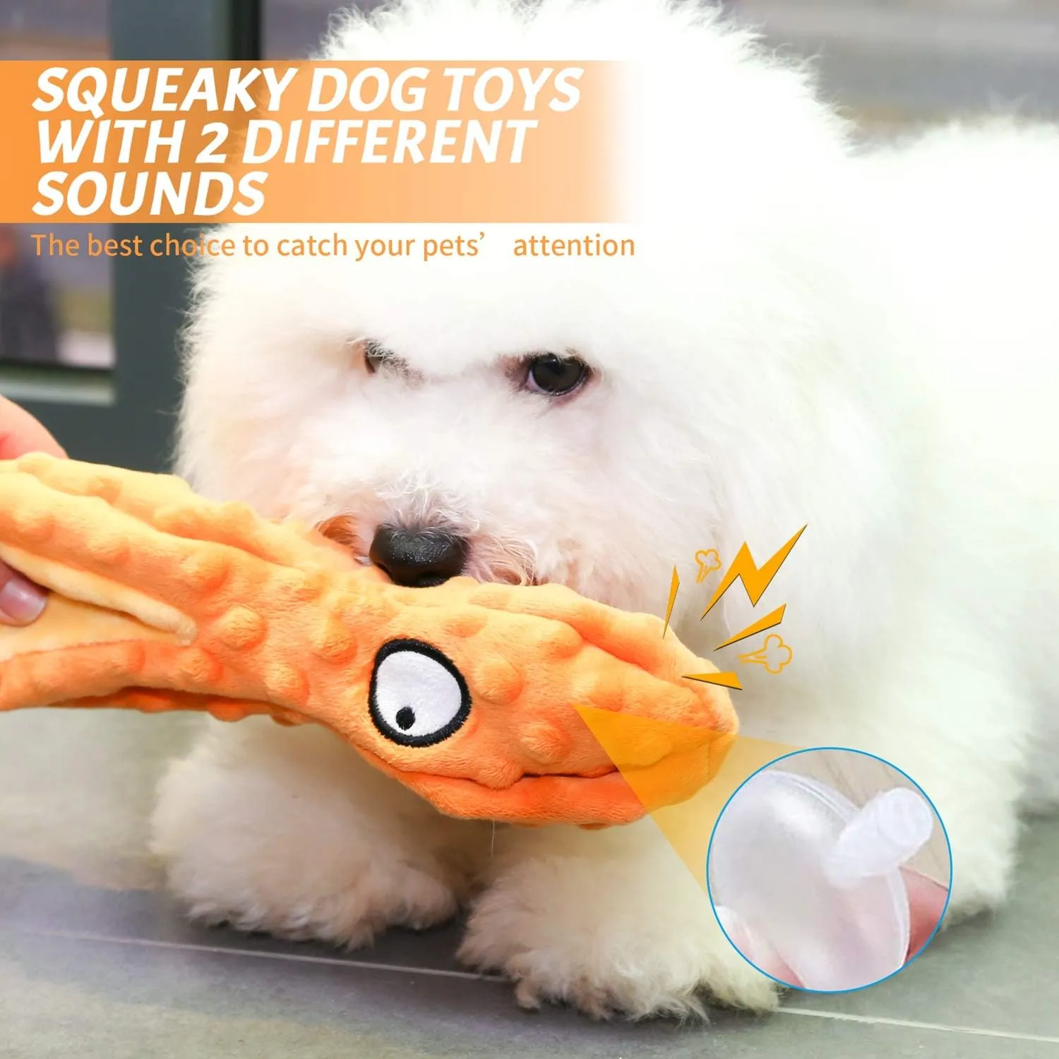 Squeaky Dog Toys, Crinkle Interactive Plush Chew Dog Toy Octopus for Hide and Seek and Puppy Teething, Perfect for Puppies, Small and Medium Dogs, 2 Pack (Orange Green)