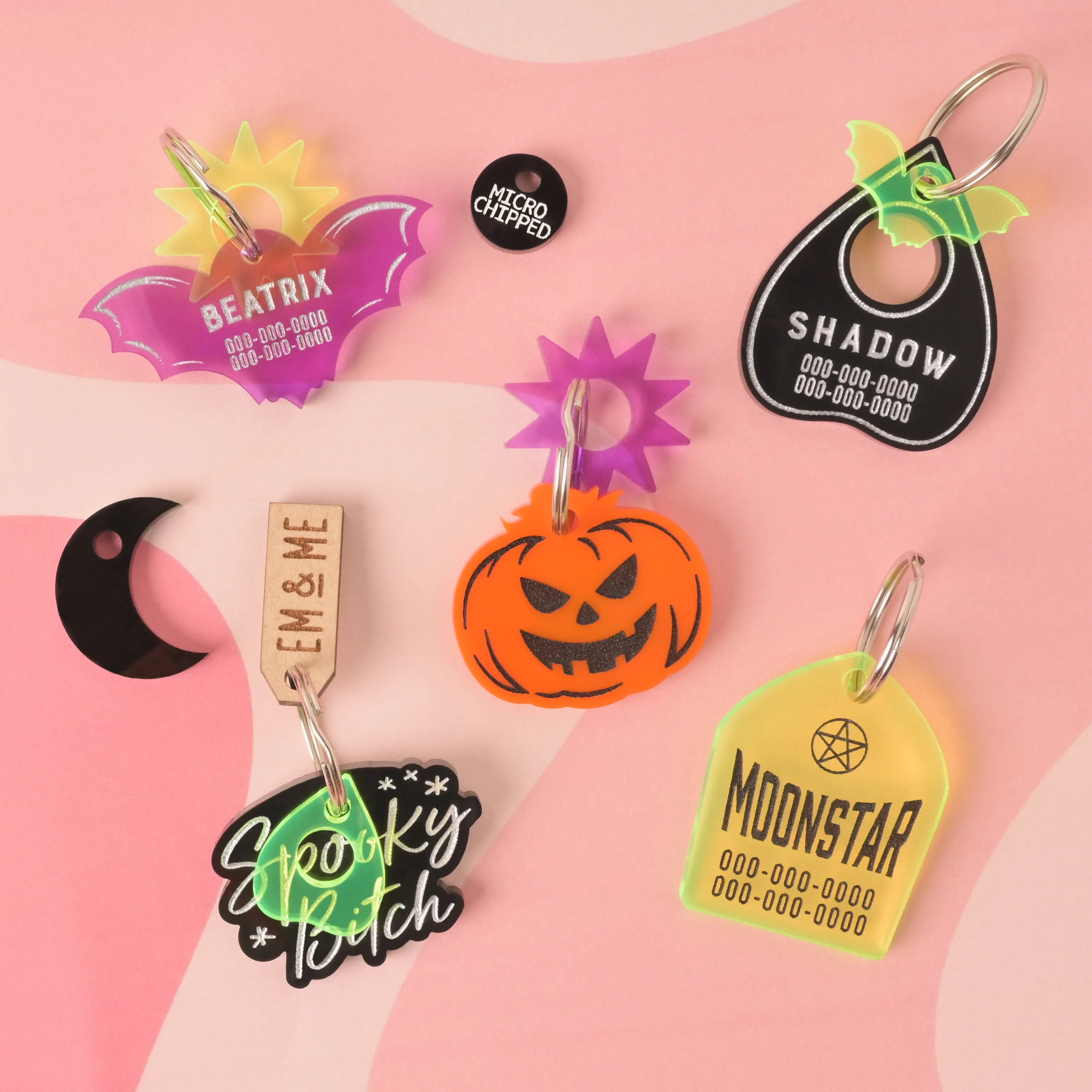 Striking Pentagram, Coffin Shape Personalized Pet Tag