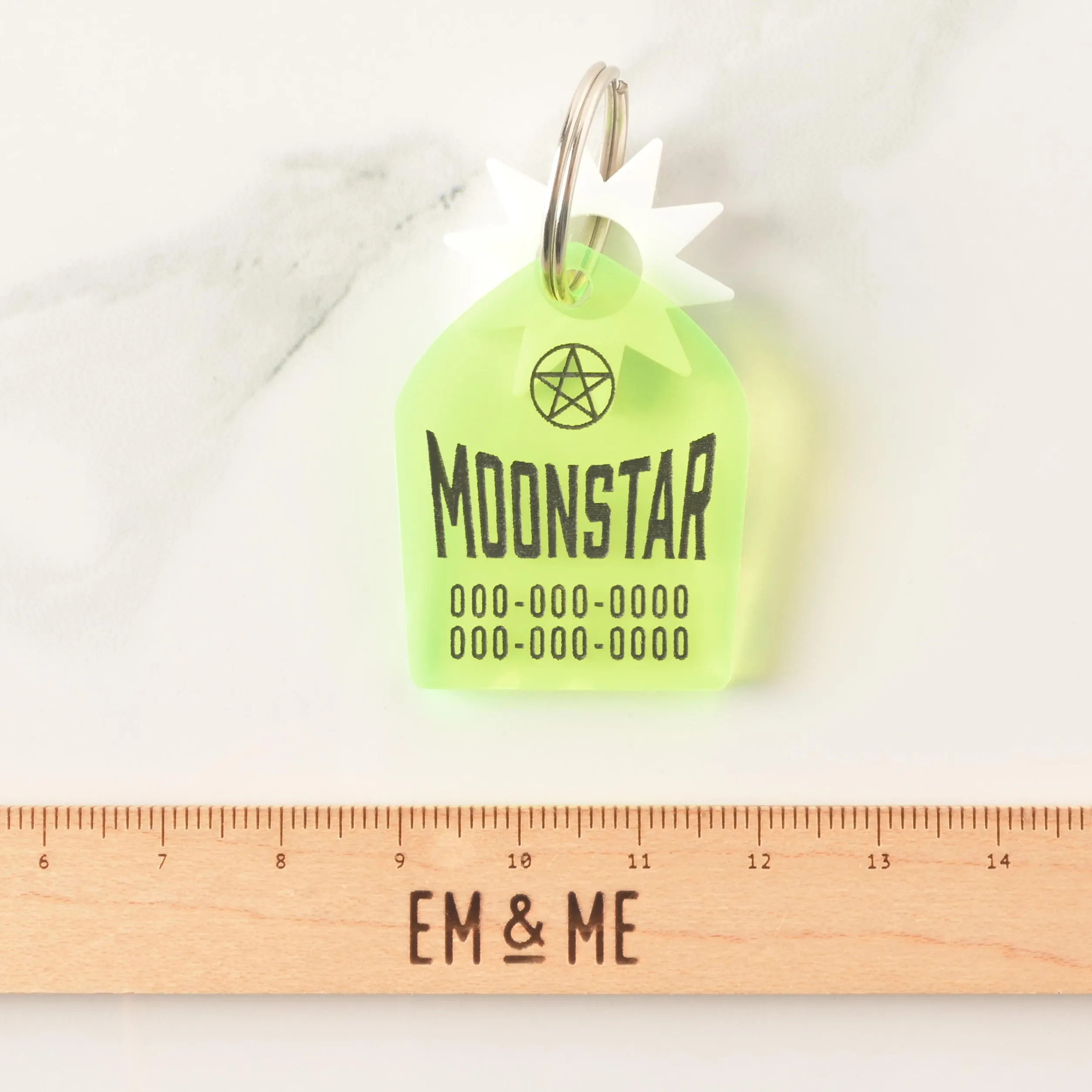 Striking Pentagram, Coffin Shape Personalized Pet Tag