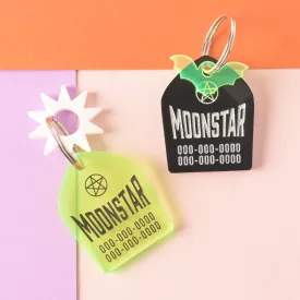Striking Pentagram, Coffin Shape Personalized Pet Tag