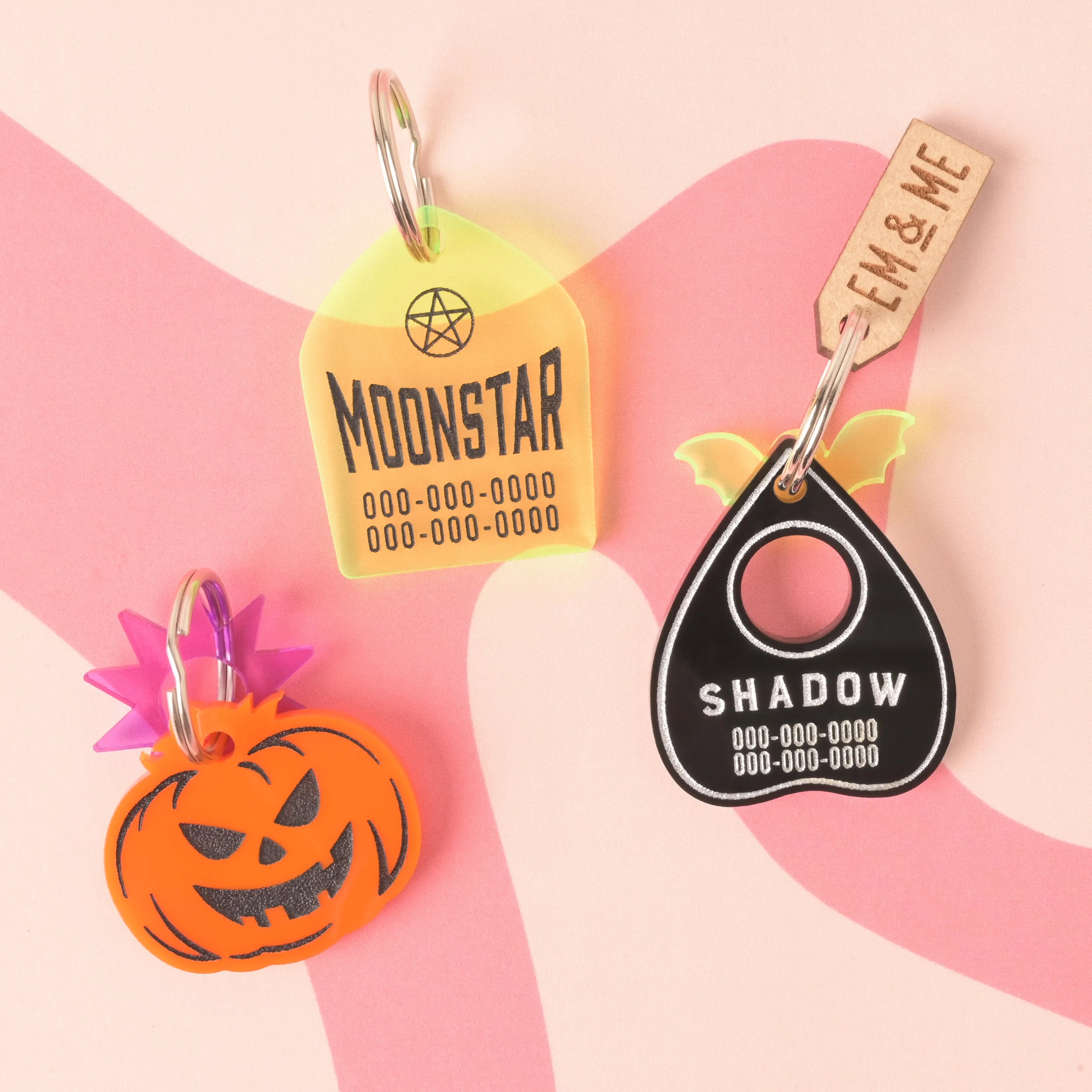 Striking Pentagram, Coffin Shape Personalized Pet Tag